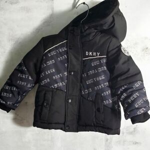 DKNY jacket boys 18T 18 months toddler black white puffer new york